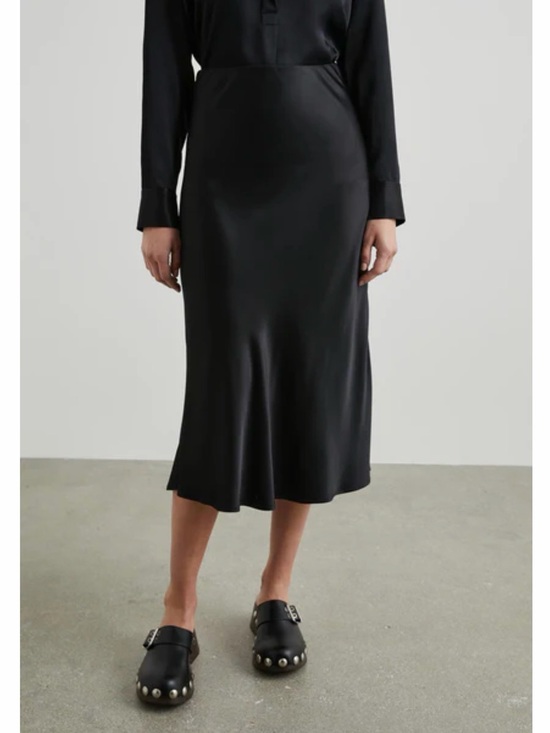Rails Dresses & Skirts - Rails Black Satin Bias Midi Skirt